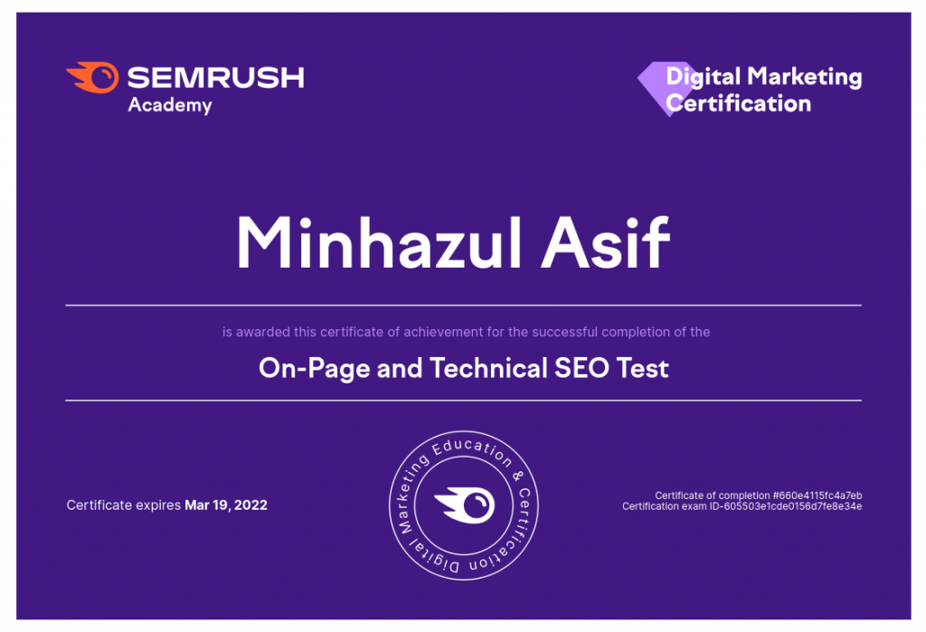 Semrush On-Page and Technical SEO Test Answers