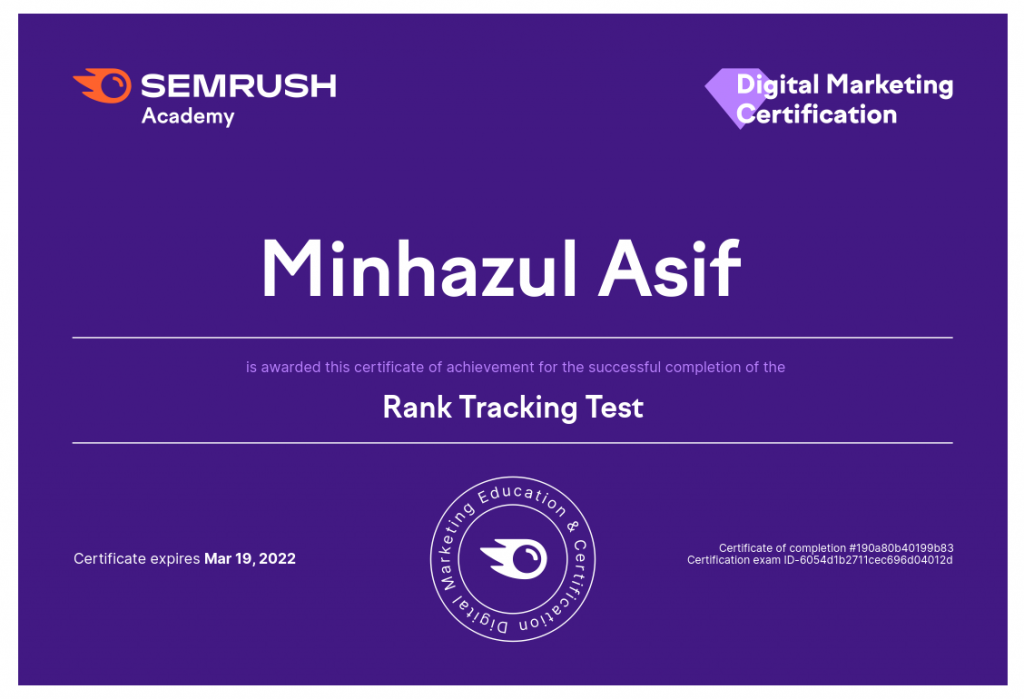 Semrush Rank Tracking Test Answers