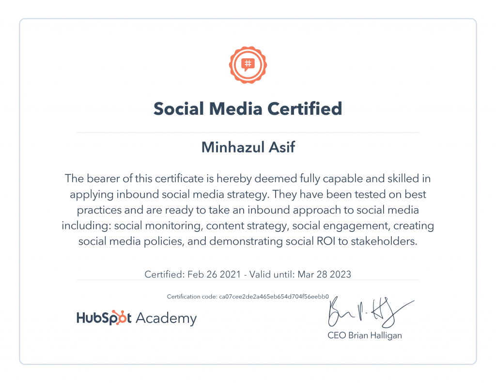 hubspot social media marketing certification answers