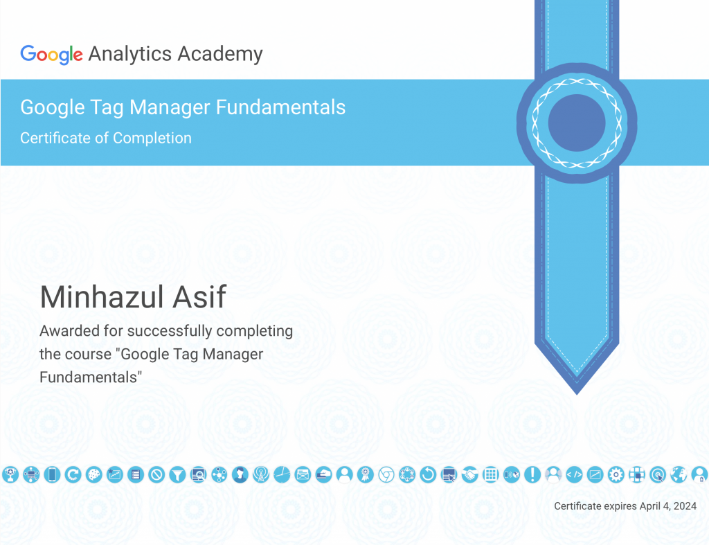 Google Tag Manager Fundamentals certificate
