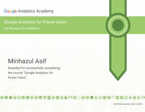 Google Analytics for Power Users certificate